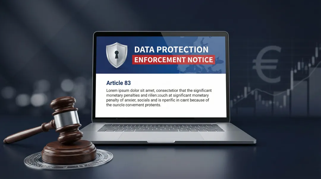 Data protection authority regulatory enforcement action fine notice on screen