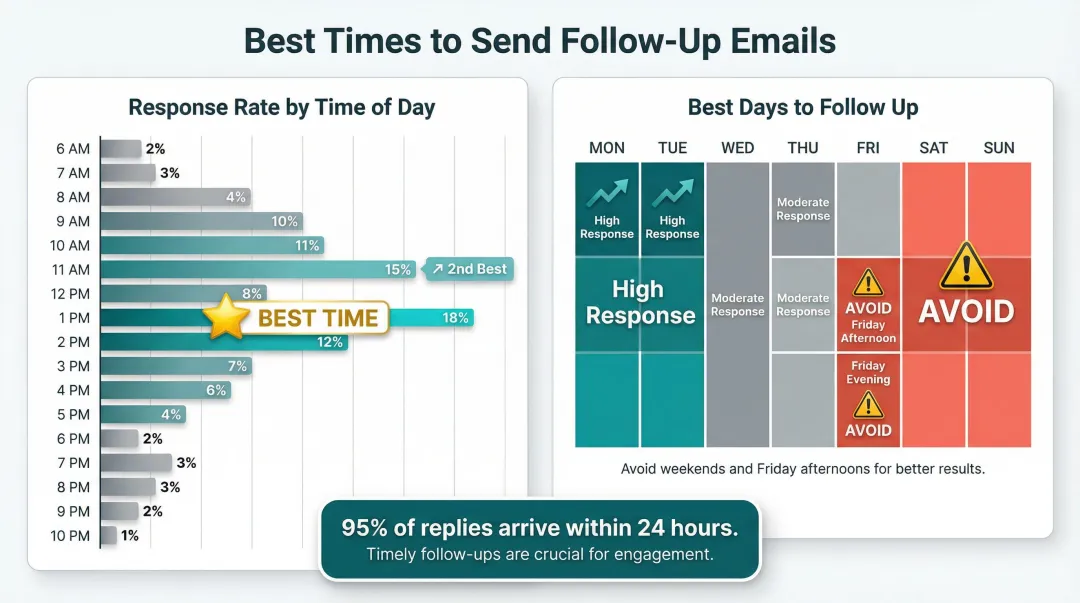 Optimal email send timing by time of day and day of week for highest response rates