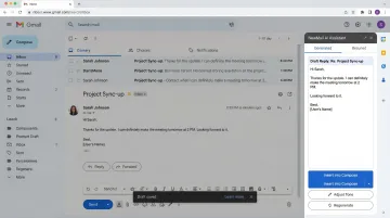 NewMail AI email assistant drafting personalized reply inside Gmail interface