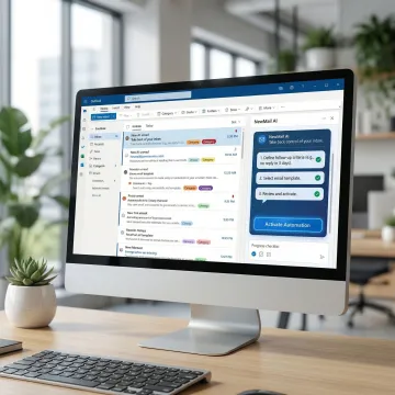 Step-by-step setup of automated email reminders inside an Outlook inbox on a desktop