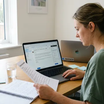 Customer success manager reviewing AI drafted introduction email