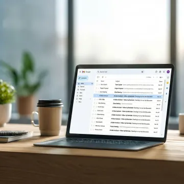 Automated email reminder notification appearing inside a Gmail inbox on a laptop screen