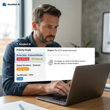 Sales professional using AI email agent in inbox