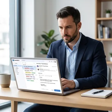 Sales professional using an AI email assistant