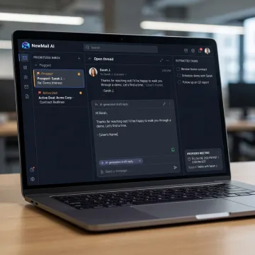 AI email workflow showing inbox triage and reply drafts