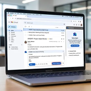 AI email signup agent inside an inbox