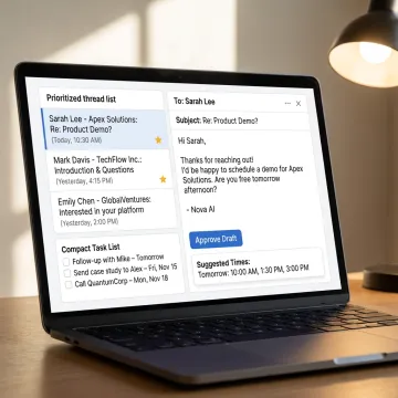 AI prospecting email workflow in an inbox