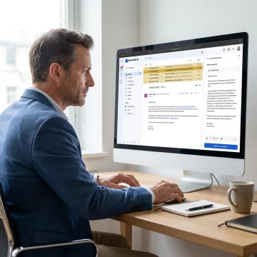 Sales rep using AI email assistant