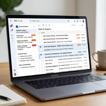 AI assistant organizing customer emails