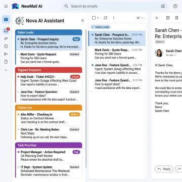 AI inbox management dashboard for sales and support teams