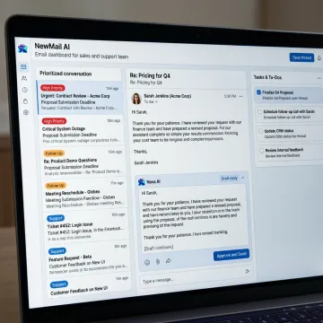 AI assistant managing sales and support emails