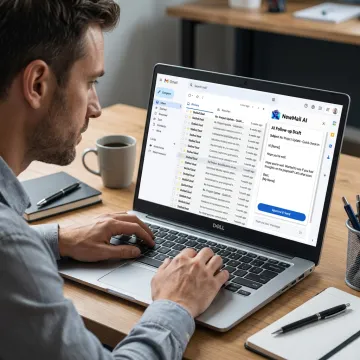 Sales professional using AI to draft a follow-up email
