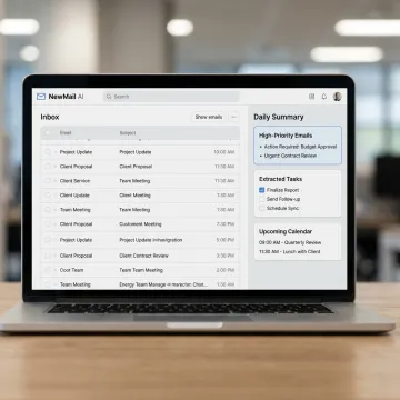 AI inbox summary dashboard in email client