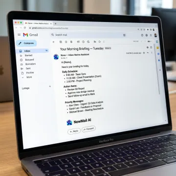 AI daily email briefing shown on a laptop inbox