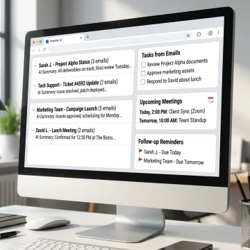 AI assistant converting email summaries into task list