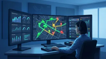 Fleet dispatcher using real-time GPS tracking dashboard to monitor vehicle locations