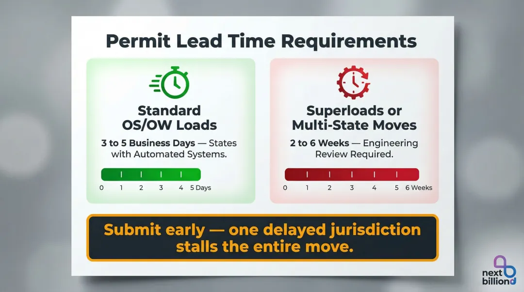Oversized load permit timeline comparison standard OS OW versus superload multi-state review