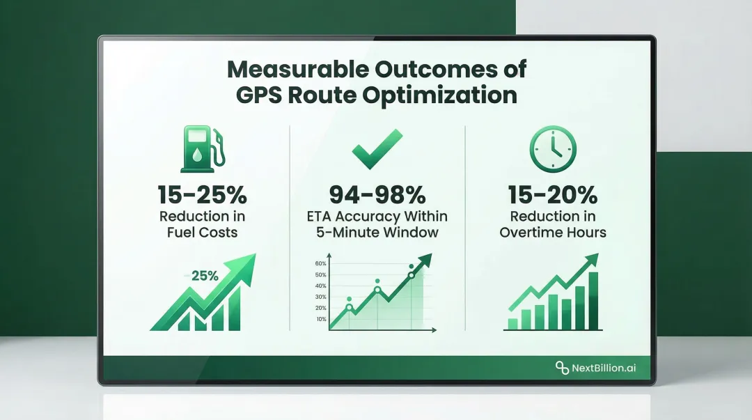 GPS route optimization business outcomes showing fuel savings labor and delivery improvements