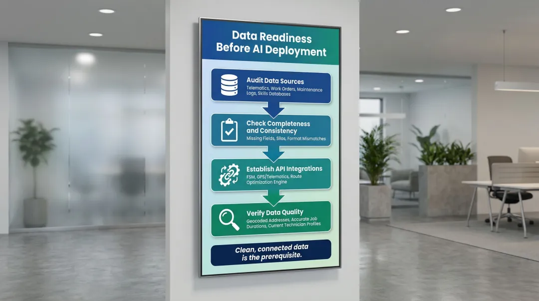 4-step AI field service data readiness checklist from audit to quality verification