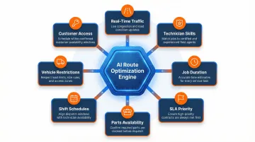 8 AI route optimization variables field service technicians dispatchers must balance