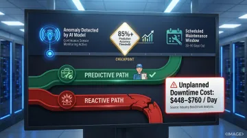 AI predictive maintenance accuracy timeline showing 30 to 90 day failure prediction window