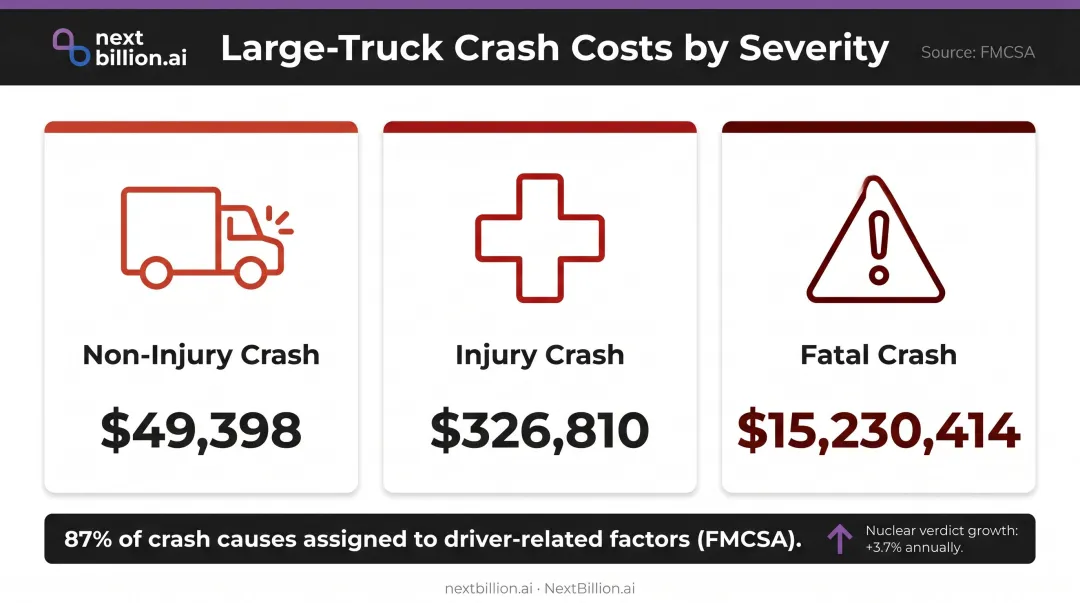 Fleet accident crash cost breakdown from non-injury to fatal incidents infographic