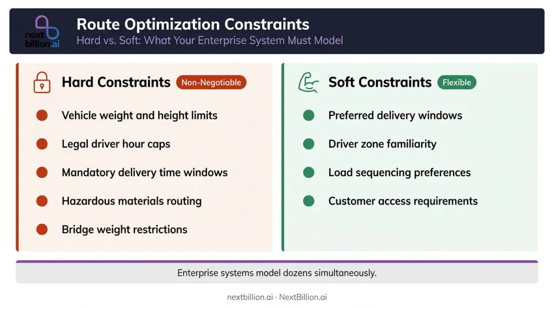 Hard versus soft delivery constraints side-by-side comparison for route optimization