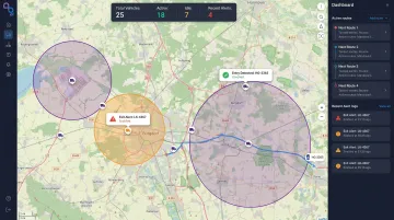 Logistics fleet management dashboard showing real-time vehicle location and geofence alerts
