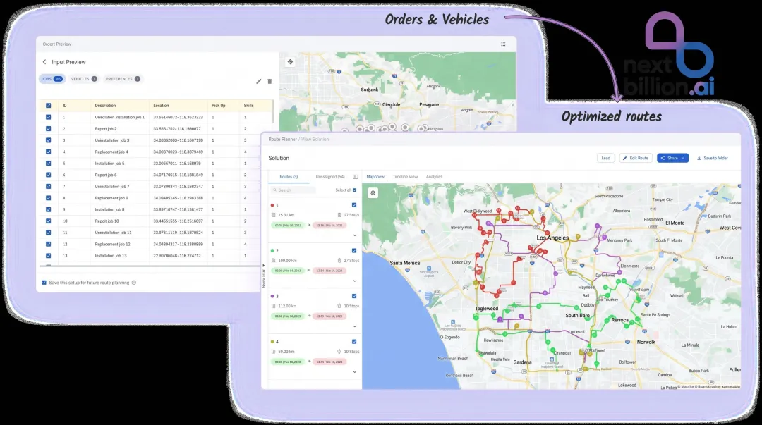 NextBillion.ai enterprise route optimization platform dashboard showing fleet routing and constraints