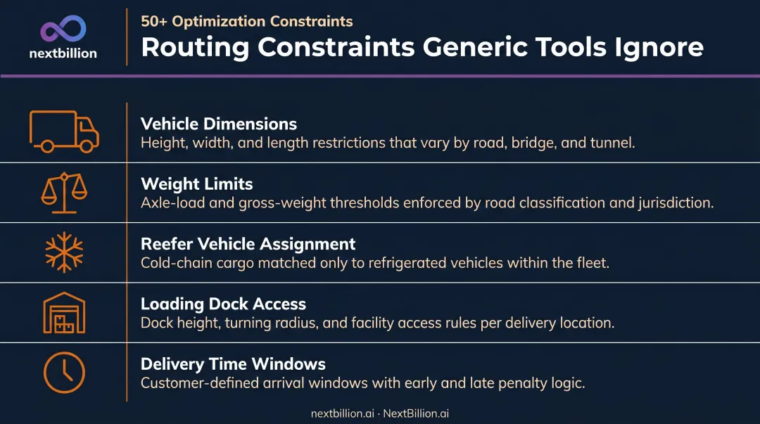 Five foodservice truck routing constraints ignored by standard GPS software
