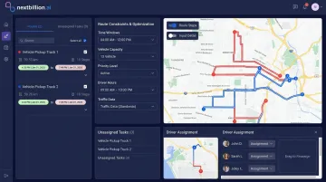 NextBillion.ai route optimization dashboard displaying multi-constraint delivery route planning