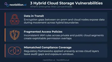 Three hybrid cloud storage vulnerability points data transit access policies compliance gaps