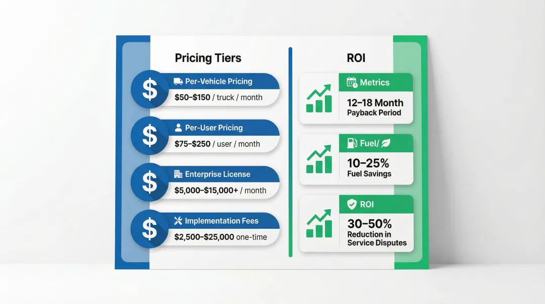 Waste management software pricing tiers and ROI payback period comparison chart
