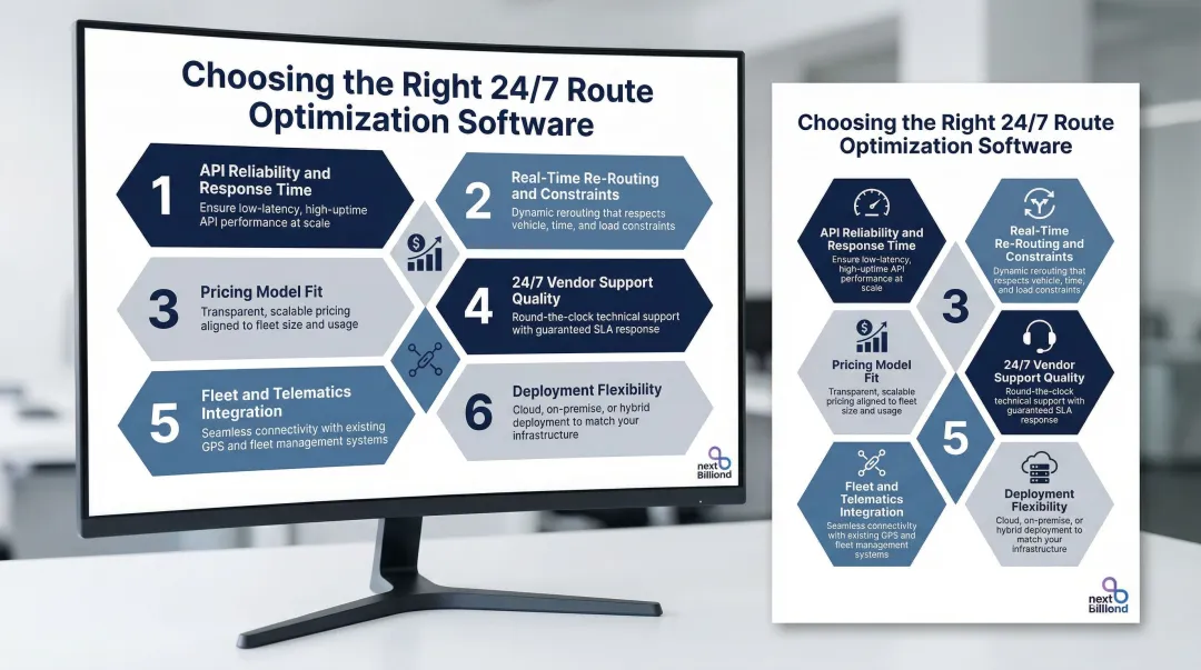 Six criteria evaluation framework for selecting 24/7 route optimization software