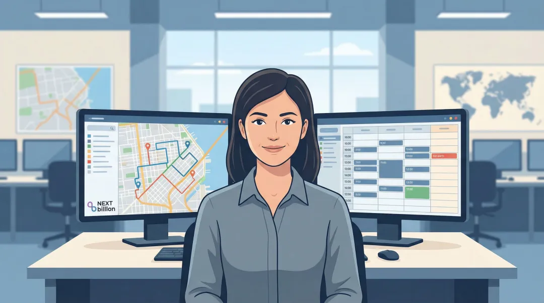 Logistics dispatcher reviewing stable pre-scheduled delivery routes on operations planning screen