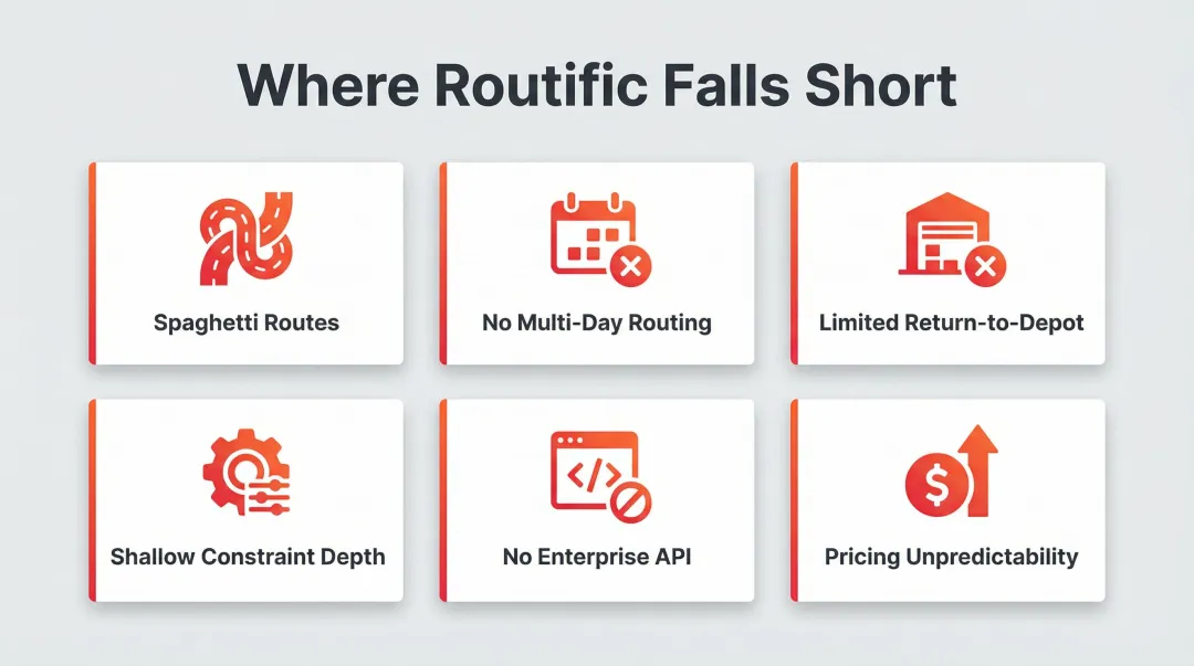 Six key Routific limitations pushing delivery businesses toward alternative software