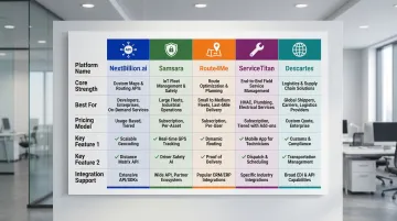 Five dispatch optimization platform comparison chart covering features pricing and best use cases