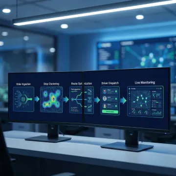 Step-by-step fleet scheduling workflow from order ingestion to post-trip analysis
