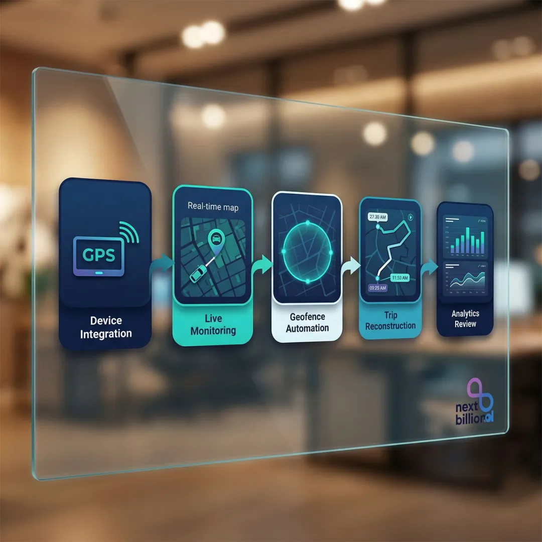Step-by-step GPS field service tracking workflow from device integration to performance analytics
