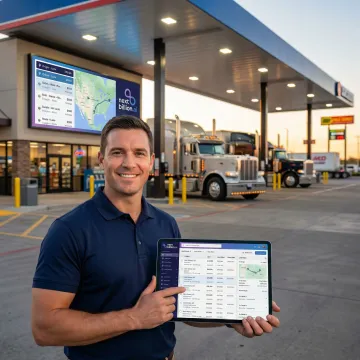 Truck stop freight management software dashboard showing load board and routing tools