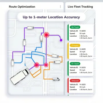 Unified logistics platform interface showing route planning, dispatch, and live fleet tracking tools in one dashboard