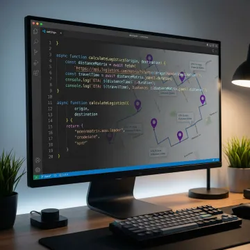 Developer integrating a travel time matrix API on a logistics platform dashboard