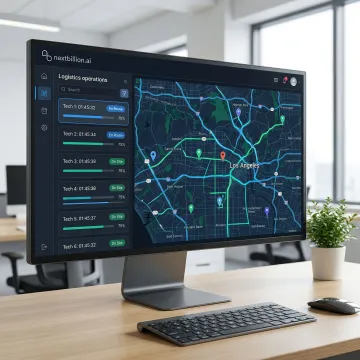 GPS-enabled field service time tracking software dashboard showing technician locations and job timers