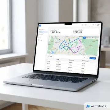 Employee mileage tracking dashboard showing GPS trip records and reimbursement data