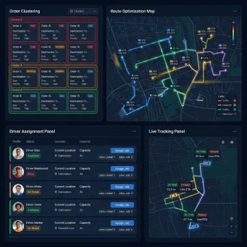Step-by-step same-day delivery dispatch workflow on a logistics platform