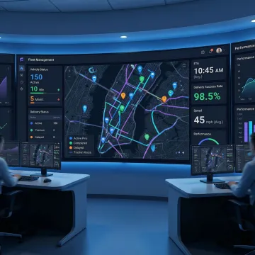 Real-time driver location tracking dashboard showing live vehicle positions on a logistics map