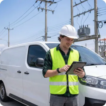 Field service technician using a mobile device for utility job dispatch and route navigation