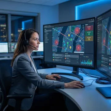Dispatcher monitoring automated field service notifications on an operations dashboard