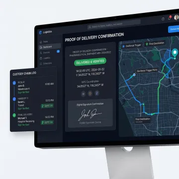 Timestamped proof of delivery record for a pharmaceutical shipment on a logistics platform