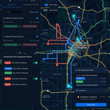 AI-powered dispatch console showing real-time driver assignment and route allocation on a digital map